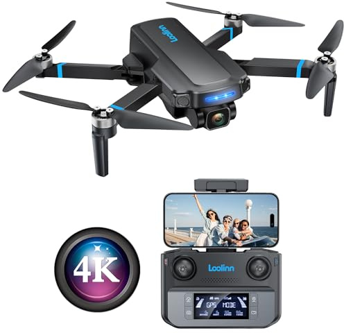 Loolinn | Drönare med 4K-kamera för Avancerad Nybörjargåva - GPS automatisk återgång, 4K UHD-kamera, stöd för panoramabilder och time-lapse-fotografering, 40 Minuters Flygtid, Under 250g (Bra Gåva)