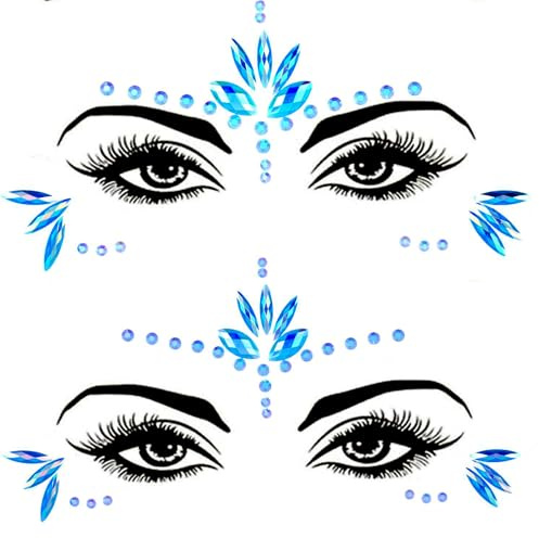 Mermaid Face Gemme Stick Gioielli Halloween Corpo Occhio Viso Gioielli Gemme Rave Festival Tatuaggio Glitter Strass Tatuaggi Bambini Festa Carnevale Festival Decorazioni Blu