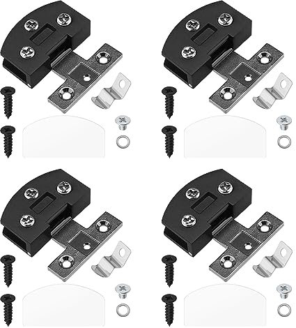 ECSiNG Lot de 4 charnières en verre en alliage de zinc pour porte d'armoire - Accessoires pour meubles, étagères, armoires - Noir