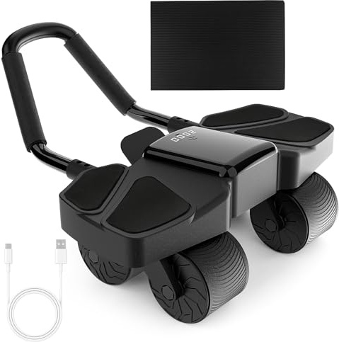DRZHAM - Rueda de rebote automático para ejercicios abdominales, rueda de rodillo abdominal con soporte para el codo y alfombrilla de rodilla, entrenador abdominal, equipo de entrenamiento central,