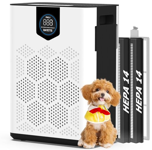 DAYETTE Air Purifiers for Home Large Room Up to 3000 Ft² with HEPA 14 Filter, Pet Air Purifier with Washable Prefilter for Bedroom, Air Cleaner for Smoke Dust Pets Hair Odor, White