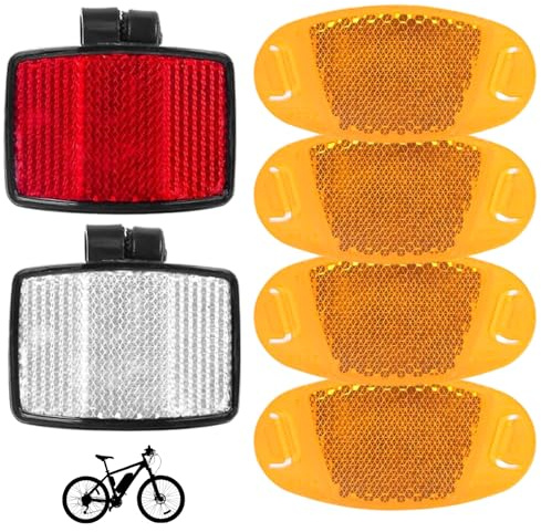 Issimober Lot de 6 Catadioptres Vélo, Réflecteurs Vélo Avant et Arrière, Catadioptres Moto et Réflecteurs Rayon Vélo, Accessoires de Sécurité pour Vélo de Route, VTT et E-Bike