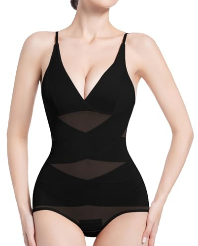 ONEW Shapewear Body Shaper pour femme Gainante Gainante Débardeur gainant Taille Sculpting Bodysuit, #12 Noir, M