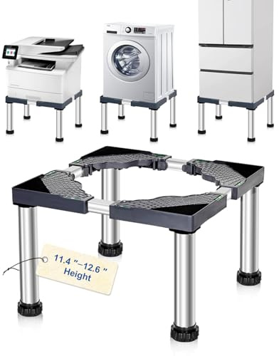 ZOWZEA Adjustable Height (11.4-12.6) Mini Fridge Stand & Washer Dryer Pedestal Base – Universal Laundry Stand with 4 Strong Feet, Fits 16-27 Appliances