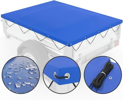 Abdeckplane wasserdicht mit Planenseil, Anhänger Plane 600D Oxford Material Wasserdicht Winddicht Sonnenschutz Reißfest für Stema Opti AN 750 FT 850 FT Pongratz LPA EPA 206 207x114x10cm