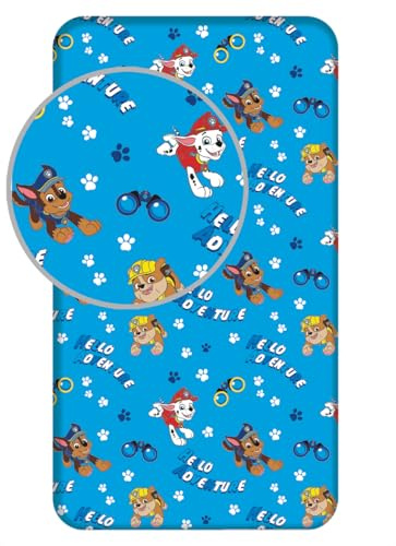 Sábana bajera para niños Paw Patrol 90 x 200 cm | Ropa de cama oficial | Algodón suave y transpirable | Antideslizante | vibrante y confortable