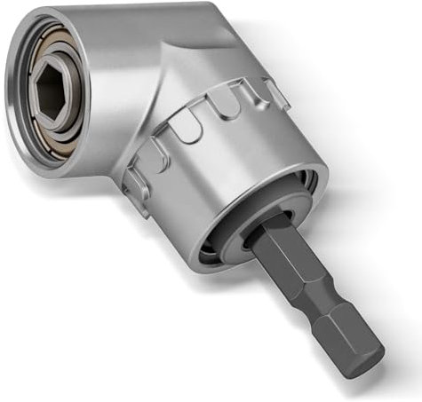 105° Right Angle Drill Attachment, 1/4-inch Hex Shank Right Angled Screwdriver Drill Bit Holder Extension for Tight Spaces and Corners