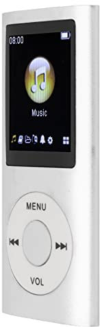 Reproductor de MP3 portátil, diseño compacto, pantalla LCD de 1,8 pulgadas, reproductor de música digital, dispositivo de audio digital, soporte de memoria corporal de metal (plata)