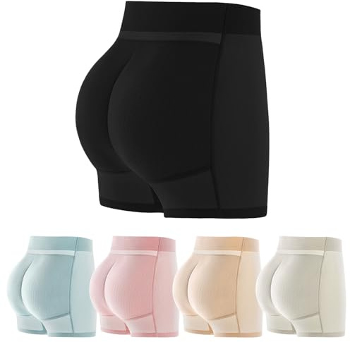 Fjquamitix Women Butt Lift Padded Pant, Breathable Bottom Lift Pants, Fake Butt Lifter Shapewear Padded, Hip Enhancer Pads Body Shaper Tummy Control (UK, Alpha, L, Regular, Regular, Black)