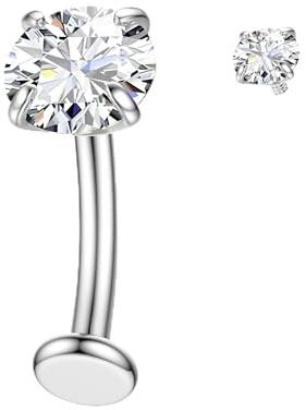 KRFY Piercing Nombril Titane Or Argent Percing Au Nombril Hypoallergénique 14G Piercings Nombril-Pendant Coeur Fleur Papillon Boule Fileté Intérieurement Flottant Navel Piercings 10/12MM