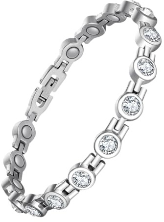 Jecanori Magnetic Bracelets for Women, Stainless Steel Magnetic Bracelet with Neodymium Magnets & Sparkling Crystals, Ideal Gifts