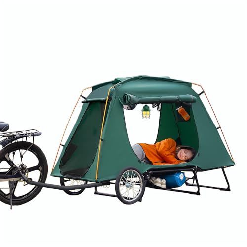 Jagahaha Electric Bicycle Trailer Tent, Foldable, Waterproof Bicycle Caravan with 16 Inch Railing Wheels, PU2000 mm, Quick Assembly in 2 Minutes, Increased Sleeping with Mosquito Net, Perfect E-Bike