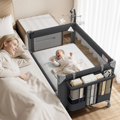 GAIVE Baby Bassinet, Pack and Play, Bedside Crib Sleeper, Diaper Changer