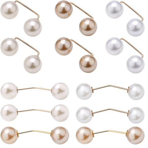 12 Piezas Broche de Perlas de Imitación, Broches para Damas, Clip de Chal de Suéter Broche de Perlas de Moda, para Vestido Chal Bufanda Cárdigan