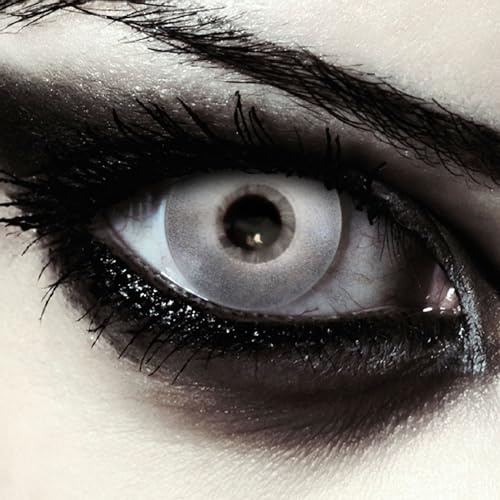 DESIGNLENSES, färgade Halloween-häxdräkt-kontaktlinser i metalliskt silver, 1 par (2 stycken), mjuka zombiefärgade linser utan styrka, Silver Surfer