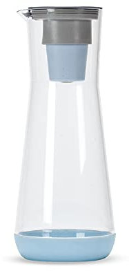 Hydros Water Filter Pitcher, 40 oz Slim Design, Patented Fast Flo Tech, Dishwasher Safe, Fills in Just 40 Seconds, BPA Free, 5 Cup Capacity, Blue