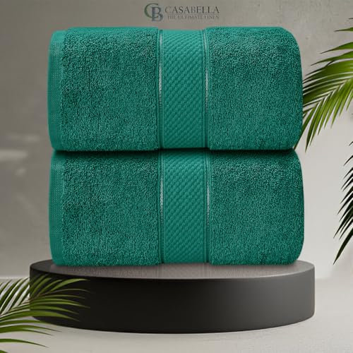 CB CASABELLA 2 Piece Jumbo Bath sheet 100% Combed Cotton Extra Large Bath Towel bale set super Absorbent Soft Jade 2 Pack 90X180 CM Bath-sheets for bathroom