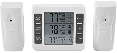 Thermomètre d'alarme sonore, thermomètre de réfrigérateur d'alarme de congélateur numérique sans fil avec enregistreur Thermomètre de réfrigérateur avec affichage de capteur pour congélateur cuisine m