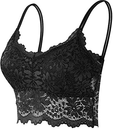 Trägerlos Gepolster BH Bralette Spitze Gepolstert für Damen Damen Push-Up BH Gepolstert Damen Bustier Große Größen Klassische Bequem Stretch Bra Running Bra für Fitness Yoga, Schwarz, M