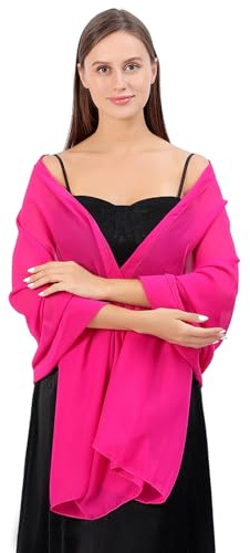 Cckuu Women Chiffon Scarves Elegant Big Size Lightweight Fashion Scarves Shawl Wraps for Spring Autumn Wedding Party(Hot Pink)