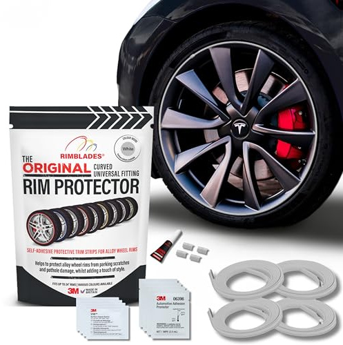Rimblades Original White Alloy Wheel Protectors - Fits Up to 24” x 4 Wheels | For Curved/Round Edge Wheels | 9 Colour Options | Easy DIY Fit | Car Exterior Accessory