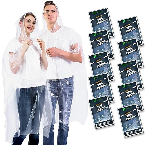 SWOGAA Disposable Rain Ponchos for Kids & Adults 6/10 Pack Extra Thick | Family Pack, Kids 6 Pack, Adults 6 & 10 Pack, Lightweight & Waterproof Emergency Ponchos for Travel & Theme Parks