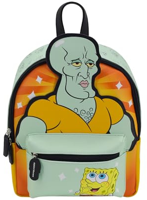 Concept One Unisex-Erwachsene Spongebob Schwammkopf, hübscher Squidward kleine Reisetasche für Damen und Herren Mini-Rucksack, Mehrfarbig/Meereswellen (Ocean Tides), 11 Inch
