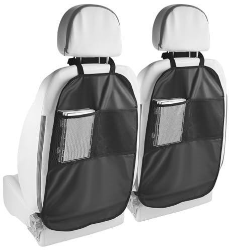 tekenewbse Proteggi Sedile Auto Bambini Posteriore, 2 Pezzi 44 cm × 66 cm, Nero o Grigio, Adattabilità Universale, Copertura Impermeabile Anti-Inquinamento Dello Schienale del Sedile Posteriore