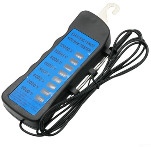 Tester di tensione per recinzione elettrica, 2000-12000 V, 8 indicatori di luce al neon, 12 KV, tester di tensione per recinto al neon impermeabile per aziende agricole