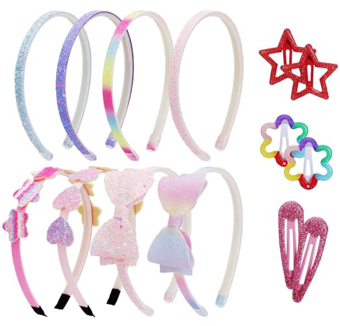 Aquzhou 14 PCS Girls Headbands and Hair Clips for Girls Set, Kids Headbands Hair Accessories, Toddler Hair Clips Toddler Hair Accessories