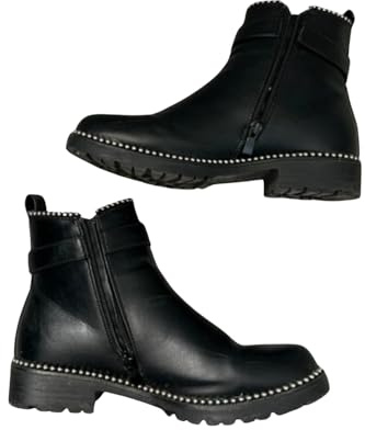 J5fashion Black Studded Ankle Chelsea Boots - Finlay - 5 - Black