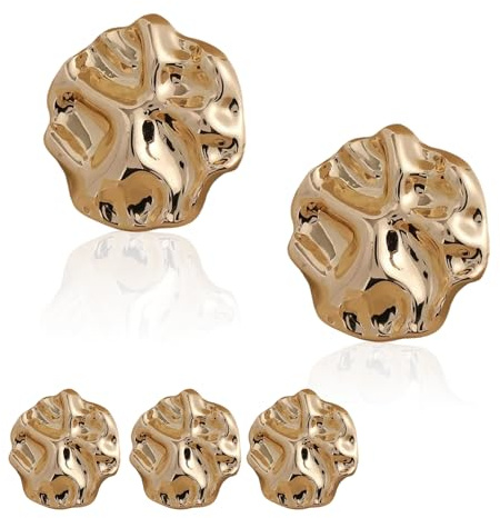 5 Pcs Gold Buttons,Large Buttons for Sewing,Gold Fashion Metal Hadle Coat Button,Vintage Alloy Irregular Shape Classy Shank Button,Sweater Coat Shirt Cardigans Jacket Garment Accessories for Women