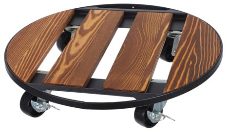 iplusmile Supporto per Fioriera con Ruote in Legno Portavasi Rotondo Pesante Base Mobile per Piante da Esterno Carrello con Resistente Sottobicchiere per
