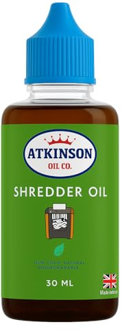 Atkinson Oil Co. Biodegradable Shredder Oil 30ml – Natural & Non-Toxic Lubricant for Paper Shredders, Extends Machine Life & Reduces Jams