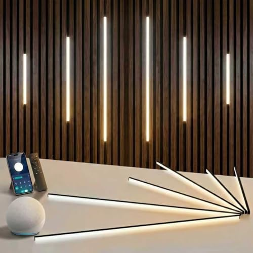 RYE CCT COB Recessed LED Light Bar Kit,2700K~6500K,CR90+,Support Remote,APP & Alexa Voice Control,for Wood Slat Wall Panel,Home Decor,Cabinet DIY Lighting,Black Channel,(39+59+99CM)*2