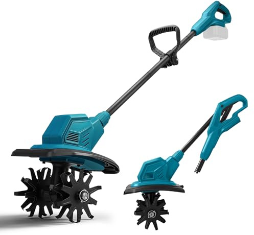 Motozappa senza fili per Makita 18V Batteria, Motozappa a Batteria con Motore Brushless, Altezza Regolabile, larghezza di lavoro 20 cm, profondità di lavoro 18 cm, per Giardini e Cortili