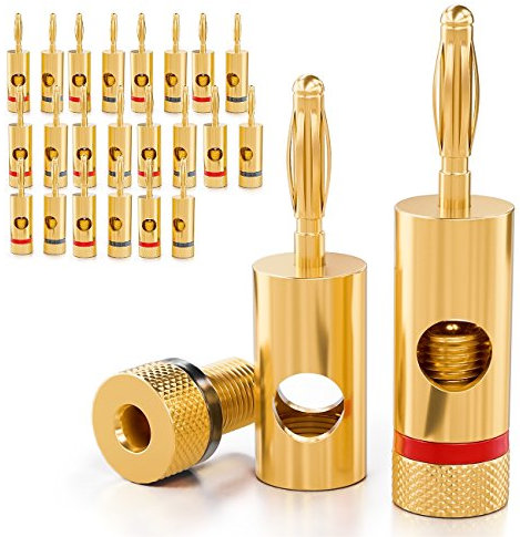 deleyCON 24x Fiche Banane Plaqué Or et Vissable pour Câbles Boîtiers Amplificateurs Récepteurs AV Amplificateurs de Puissance HiFi Chaînes Stéréo