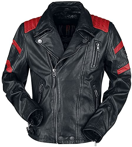 Rock Rebel by EMP Herren schwarze Lederjacke mit roten Details L