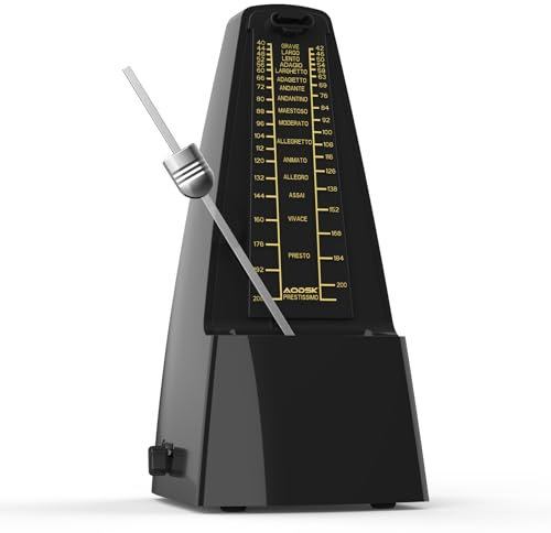 AODSK Mechanisches Metronom, universelles Metronom für Klavier, Gitarre, Violine, Schlagzeug und andere Instrumente, Standard, schwarz