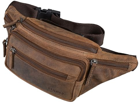 STILORD 'Zion' Vintage Gürteltasche Echtleder als Bauchtasche Umhängetasche oder Brusttasche Cross-Body Bag Hüfttasche Männer Damen Handy Festival Leder, Farbe:Calais - braun