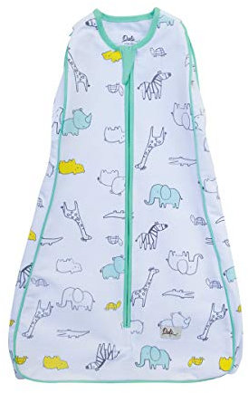 Owli Sleeping Guru Pucksack & Schlafsack, Zoo Zoo, 0-36 Monate, 3-in-1 Swaddle, preisgekröntes Design, offiziell hüftgesund, 0,5 Tog, OEKO-TEX zertifizierter baumwollreicher Stoff