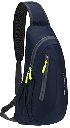 PivotWing Slingväskor, vattenavvisande nylon, lätt liten ryggsäck crossbody en sida axelväska för män kvinnor vandring resor cykling utomhus, Marinblått Xsp, 41*21*10, Avslappnad