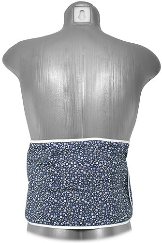 Wärmegürtel Kirschkernkissen. Gürtel mit Klettverschluss - ca. 135cm - 7-Kammer. Wärmekissen Rücken XXL Körnerkissen - Bio-Stoff Blümchen-blau