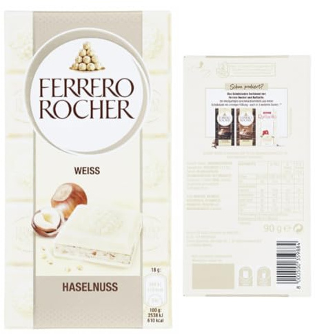 Ferrero Rocher Tafel Weiss Haselnuss 90 g Schokolade