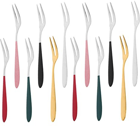 BESTonZON Tenedores De Fruta De Acero Inoxidable 304 12 Piezas Ligeros y Reutilizables Tenedores Para Postres y Aperitivos Diseño Compacto Vajilla Para Fiestas y Uso Diario