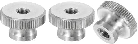 sourcing map Knurled Thumb Nuts, 3Pcs M5 x D16mm x H10mm Stainless Steel Round Knobs Fasteners Through Hole Hand Screw Nut Silver for 3D Printer Parts, Machine Tools