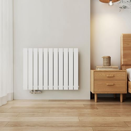 EMKE Heizkörper 630x850 mm, Design Heizkörper Flach Paneelheizkörper Horizontal Flachheizkörper Seitenanschluss Einlagig Wandheizkörper Weiß 618 Watt