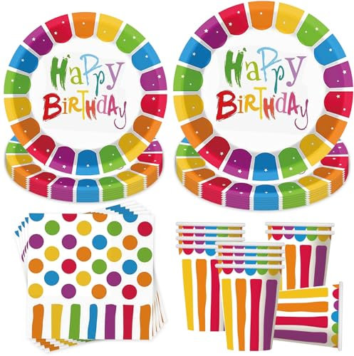 50 Stück Regenbogen Geburtstag Party Geschirr,Regenbogen Partygeschirr Set,Regenbogen Pappteller,Partygeschirr Geburtstag,Kindergeburtstag Geschirr Set,Mit Teller Becher Servietten
