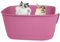 Suhaco High Sided Jumbo Cat Litter Tray Anti Splash Open Top Cat Litter Box 61 x 48 x 31 cm Extra Deep Large Cats Litter Trays for Multi Cats Toilet Low Entry（Pink）