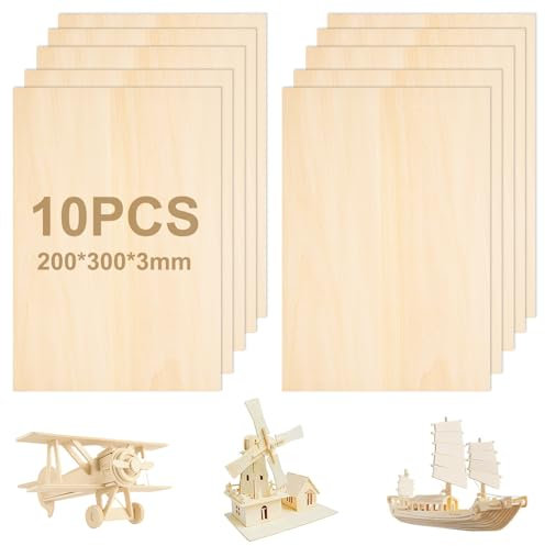 10 Piezas Madera de Balsa Fin,300x200x3mm Madera Contrachapada Para Manualidades o Modelismo Etc. (madera)